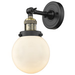 Beacon 203 Wall Sconce - Black / Antique Brass / Matte White