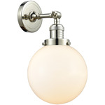 Beacon 203 Wall Sconce - Polished Nickel / Matte White