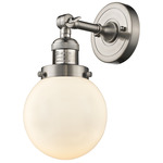 Beacon 203 Wall Sconce - Brushed Satin Nickel / Matte White