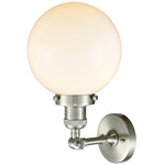 Beacon 203 Wall Sconce - Brushed Satin Nickel / Matte White