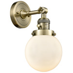 Beacon 203 Wall Sconce with Switch - Antique Brass / Matte White