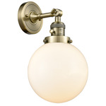 Beacon 203 Wall Sconce with Switch - Antique Brass / Matte White