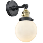 Beacon 203 Wall Sconce with Switch - Black / Antique Brass / Matte White