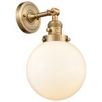 Beacon 203 Wall Sconce with Switch - Brushed Brass / Matte White
