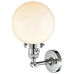 Beacon 203 Wall Sconce with Switch - Polished Chrome / Matte White