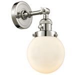Beacon 203 Wall Sconce with Switch - Polished Nickel / Matte White