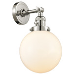 Beacon 203 Wall Sconce with Switch - Polished Nickel / Matte White
