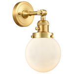 Beacon 203 Wall Sconce with Switch - Satin Gold / Matte White