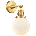 Beacon 203 Wall Sconce with Switch - Satin Gold / Matte White