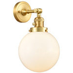 Beacon 203 Wall Sconce with Switch - Satin Gold / Matte White