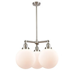 Beacon 207 Chandelier - Brushed Satin Nickel / Matte White