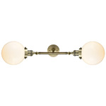 Beacon 208 Straight Bathroom Vanity Light - Antique Brass / Matte White