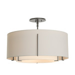 Exos Double Shade Semi Flush Ceiling Light - Natural Iron / Flax