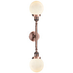 Beacon 208 Straight Bathroom Vanity Light - Antique Copper / Matte White