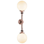 Beacon 208 Straight Bathroom Vanity Light - Antique Copper / Matte White