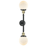 Beacon 208 Straight Bathroom Vanity Light - Black / Antique Brass / Matte White