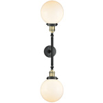 Beacon 208 Straight Bathroom Vanity Light - Black / Antique Brass / Matte White