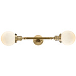 Beacon 208 Straight Bathroom Vanity Light - Brushed Brass / Matte White