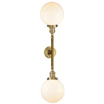 Beacon 208 Straight Bathroom Vanity Light - Brushed Brass / Matte White