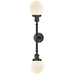 Beacon 208 Straight Bathroom Vanity Light - Matte Black / Matte White