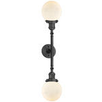Beacon 208 Straight Bathroom Vanity Light - Oil Rubbed Bronze / Matte White