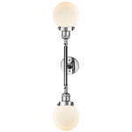 Beacon 208 Straight Bathroom Vanity Light - Polished Chrome / Matte White