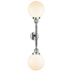 Beacon 208 Straight Bathroom Vanity Light - Polished Chrome / Matte White