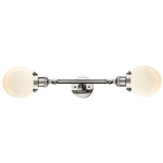 Beacon 208 Straight Bathroom Vanity Light - Polished Nickel / Matte White