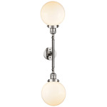 Beacon 208 Straight Bathroom Vanity Light - Polished Nickel / Matte White