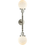Beacon 208 Straight Bathroom Vanity Light - Brushed Satin Nickel / Matte White