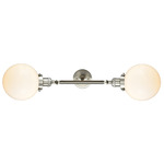 Beacon 208 Straight Bathroom Vanity Light - Brushed Satin Nickel / Matte White