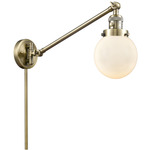 Beacon 237 Swing-arm Plug-in Wall Sconce - Antique Brass / Matte White