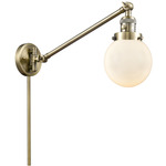 Beacon 237 Swing-Arm Plug-in Wall Sconce - Antique Brass / Matte White