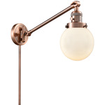 Beacon 237 Swing-arm Plug-in Wall Sconce - Antique Copper / Matte White