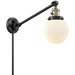 Beacon 237 Swing-arm Plug-in Wall Sconce - Black / Antique Brass / Matte White