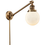 Beacon 237 Swing-arm Plug-in Wall Sconce - Brushed Brass / Matte White