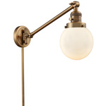 Beacon 237 Swing-Arm Plug-in Wall Sconce - Brushed Brass / Matte White