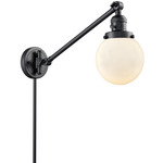 Beacon 237 Swing-Arm Plug-in Wall Sconce - Matte Black / Matte White