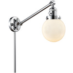 Beacon 237 Swing-arm Plug-in Wall Sconce - Polished Chrome / Matte White