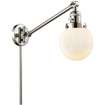 Beacon 237 Swing-Arm Plug-in Wall Sconce - Polished Nickel / Matte White