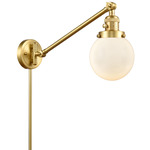 Beacon 237 Swing-arm Plug-in Wall Sconce - Satin Gold / Matte White