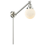 Beacon 237 Swing-arm Plug-in Wall Sconce - Brushed Satin Nickel / Matte White