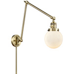 Beacon 238 Double Swing-arm Plug-in Wall Sconce - Antique Brass / Matte White