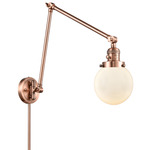 Beacon 238 Double Swing-arm Plug-in Wall Sconce - Antique Copper / Matte White