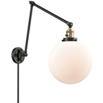 Beacon 238 Double Swing-arm Plug-in Wall Sconce - Black / Antique Brass / Matte White