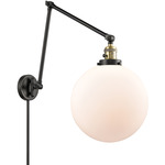 Beacon 238 Double Swing-arm Plug-in Wall Sconce - Black / Antique Brass / Matte White