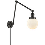 Beacon 238 Double Swing-arm Plug-in Wall Sconce - Matte Black / Matte White