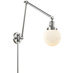 Beacon 238 Double Swing-arm Plug-in Wall Sconce - Polished Chrome / Matte White