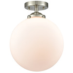 Beacon 284 Semi Flush Ceiling Light - Brushed Satin Nickel / Matte White