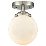 Beacon 284 Semi Flush Ceiling Light - Brushed Satin Nickel / Matte White